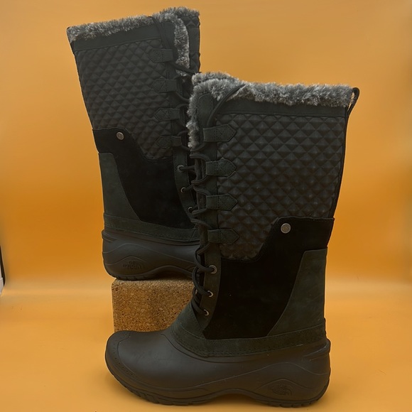 The North Face Black Shellista Tall Primaloft warm faux fur winter snow boots 11 - Picture 4 of 10